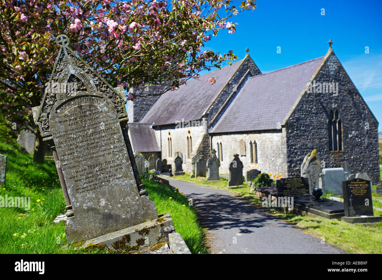 Parish Church St Rhidian and St Illtyd Llanrhidian, Gower Peninsula, South Wales, UK Stock Photo