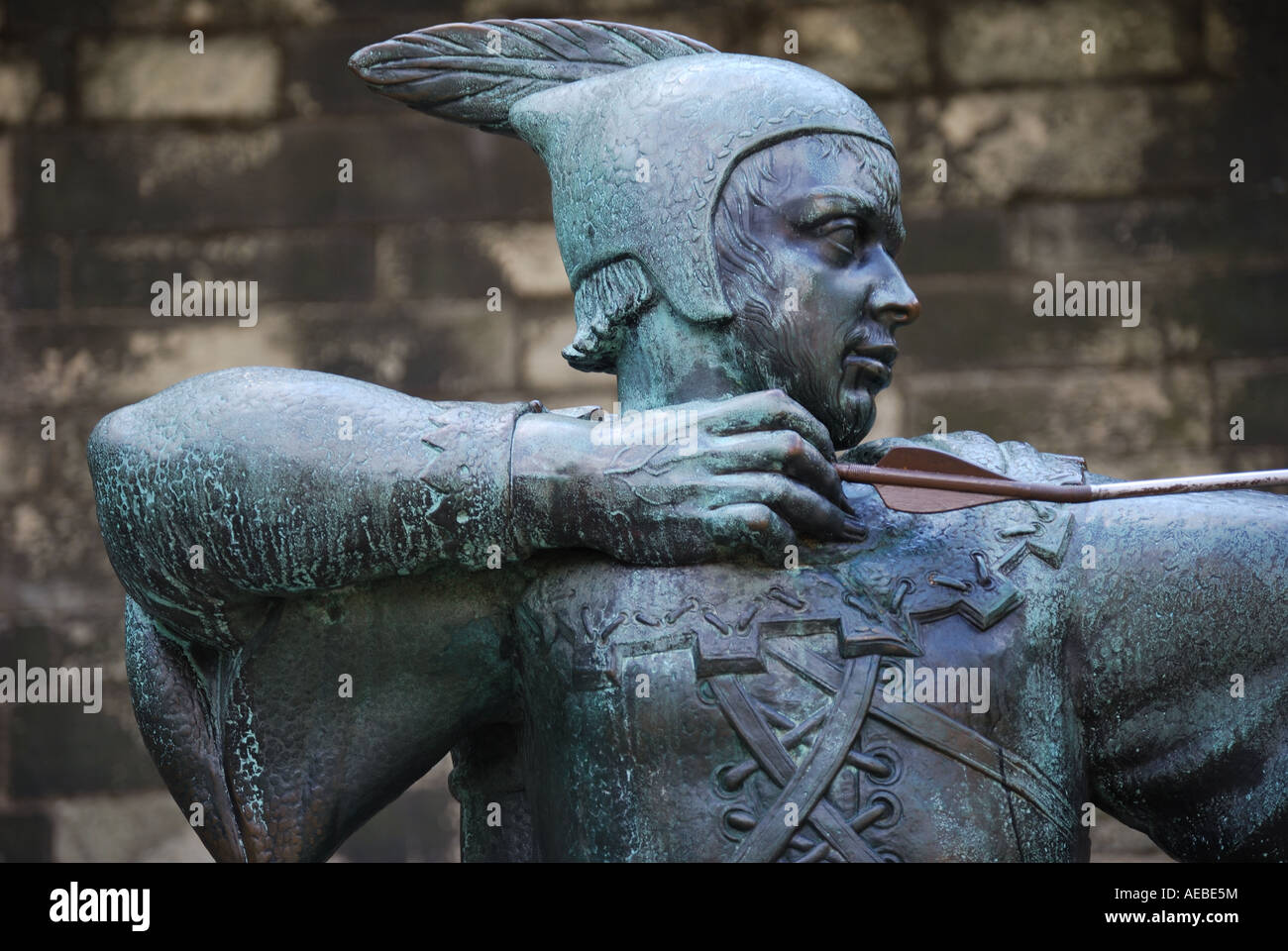 Robin Hood Statue, Nottingham Castle, Nottingham, Nottinghamshire, England, United Kingdom Stock Photo