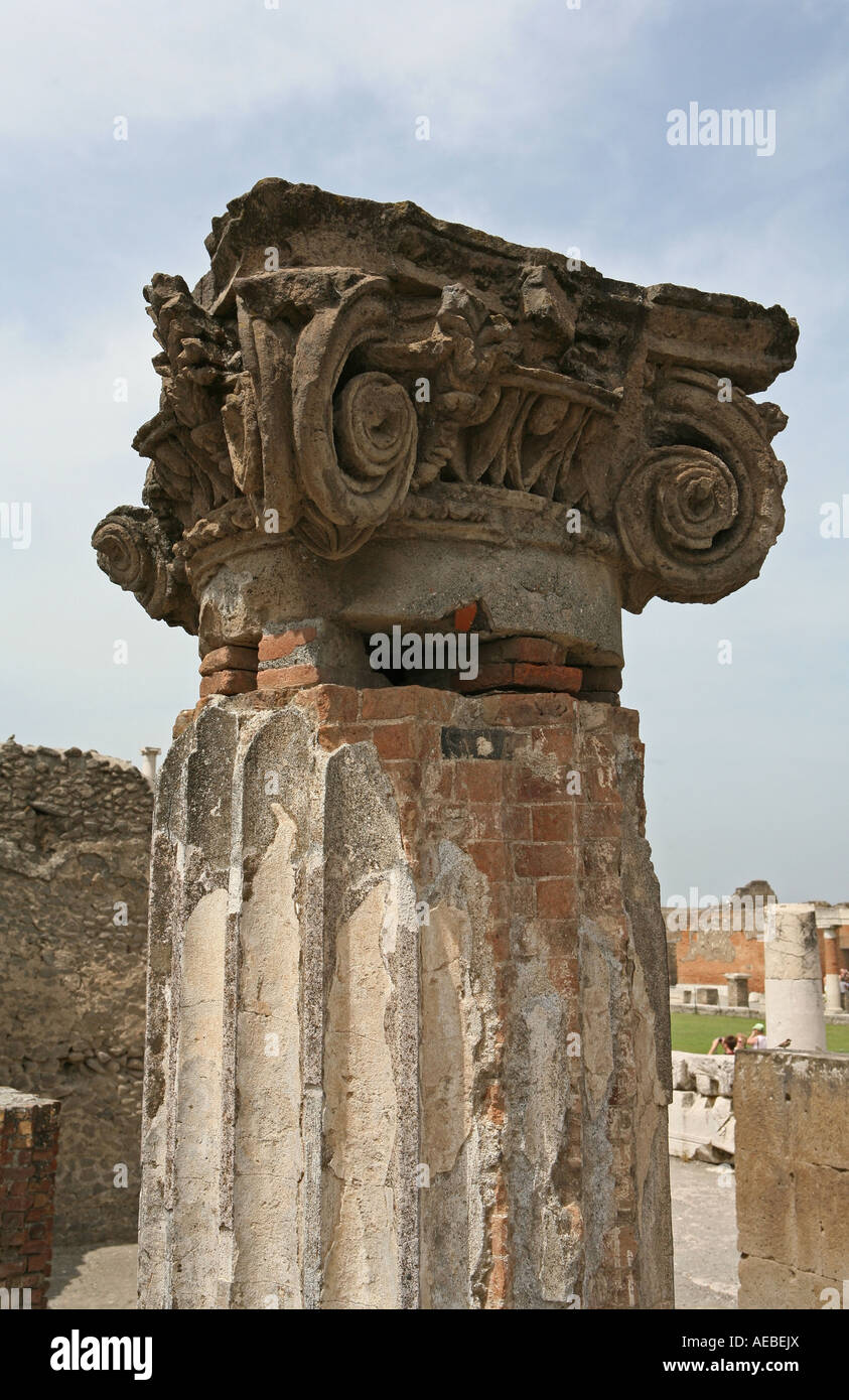 Ionic column at the market place in Pompeii Campania Italy Stock Photo