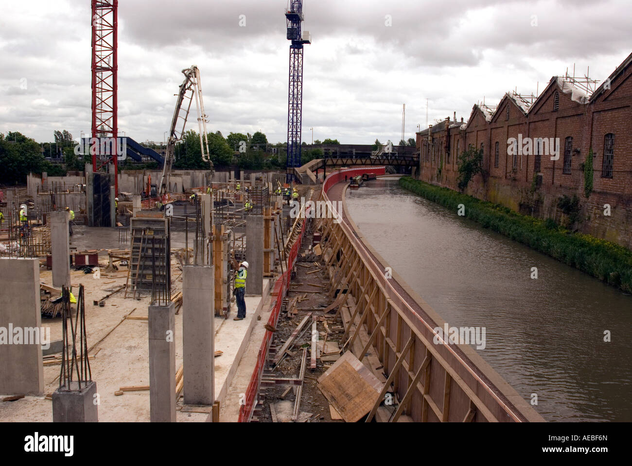 Construction workers working on new housing development, Milton Keynes