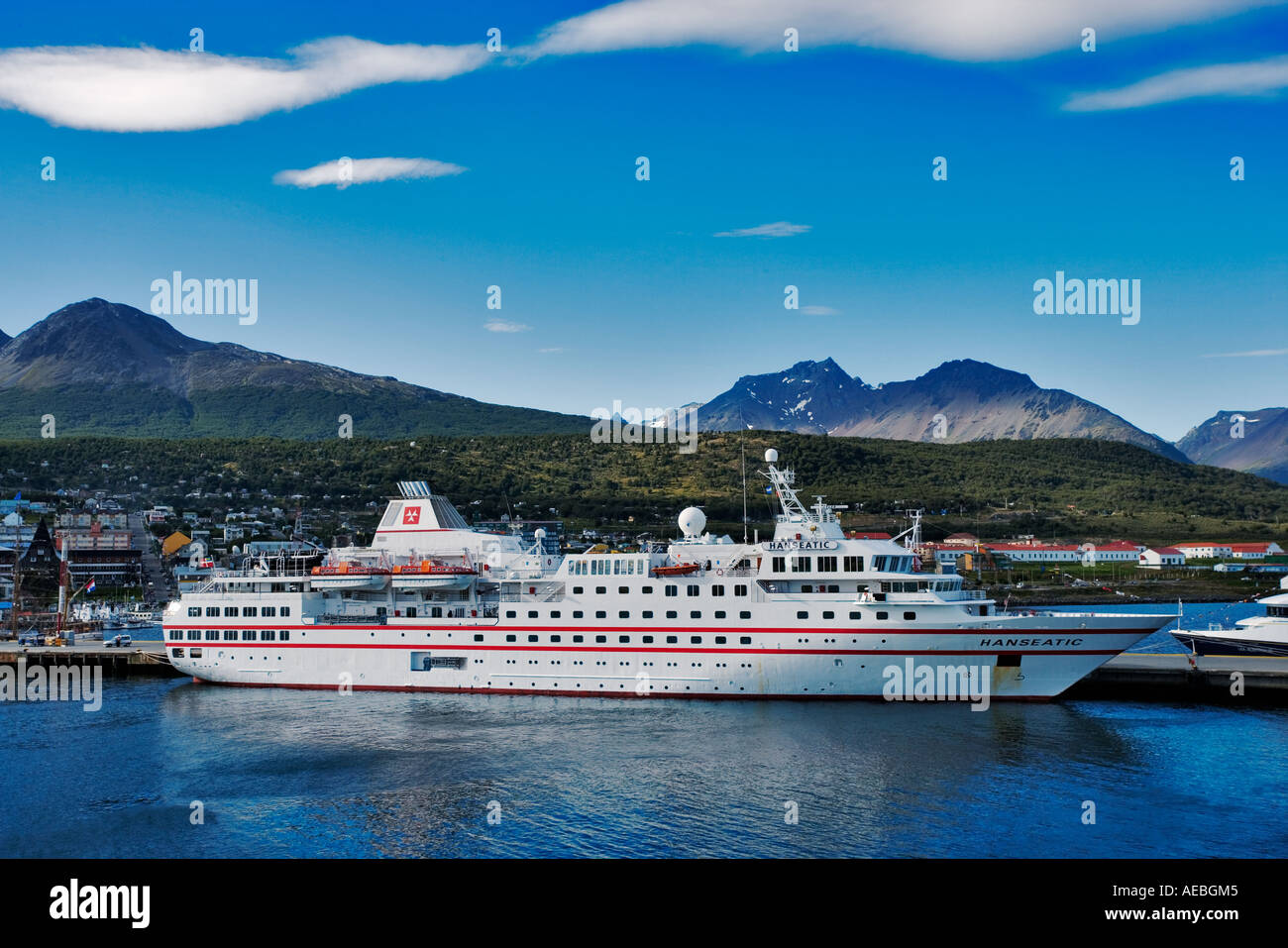 The Hanseatic in the bay of Ushuaia Argentina South America Stock Photo
