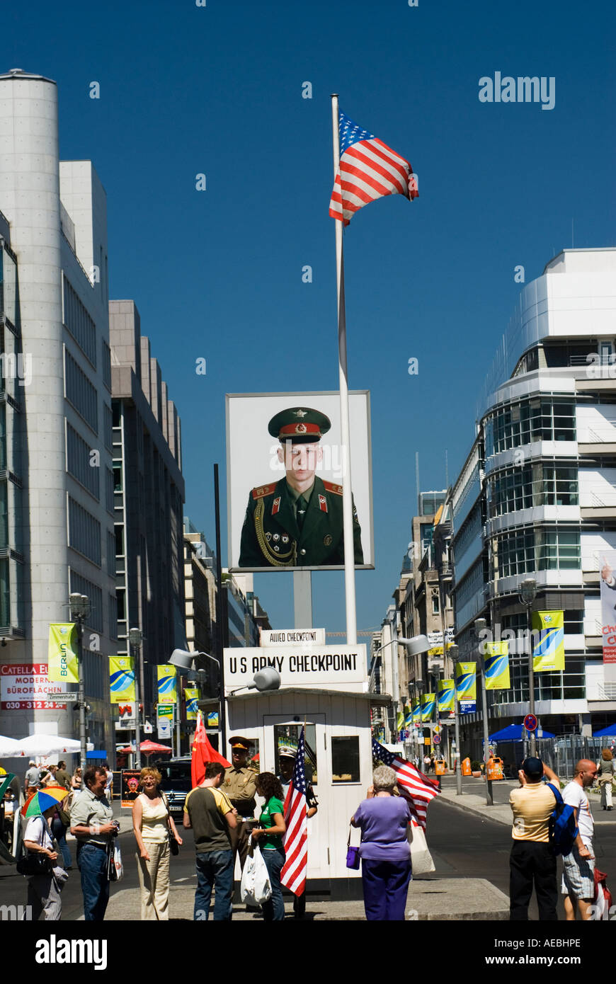 Famous Checkpoint Charlie in Berlin Germany 2006 Stock Photo
