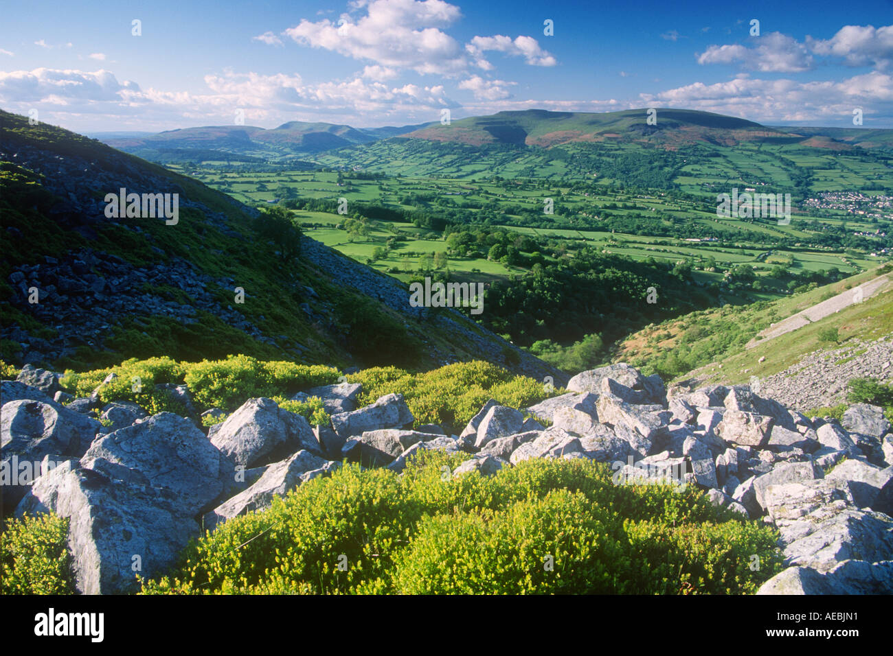Black Mountains from Llangattock Escarpment Brecon Beacons Mid Wales ...
