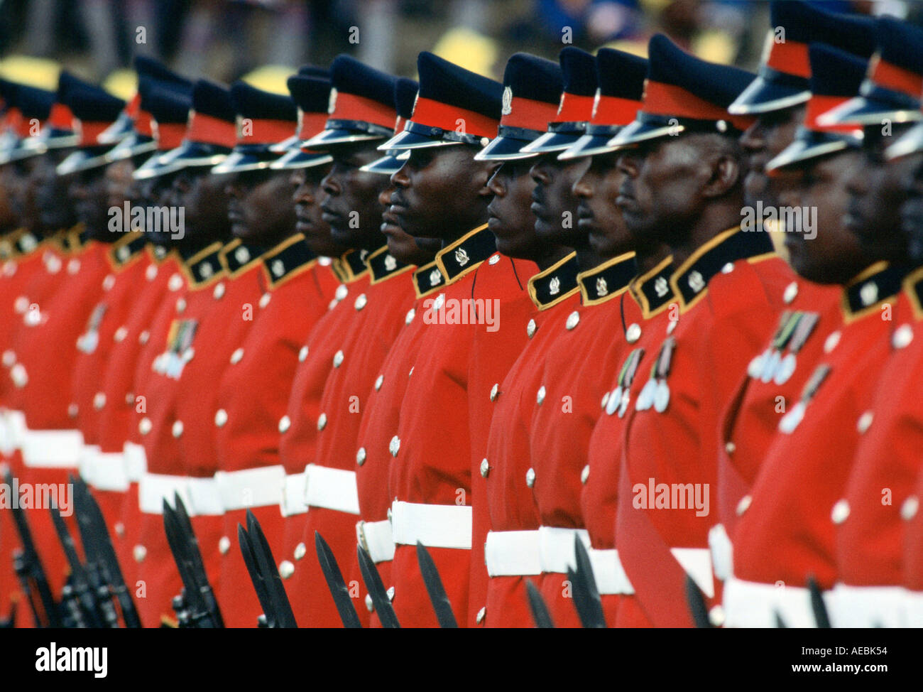 Guard of Honour of soldiers standing to attention Kenya North East Africa Stock Photo