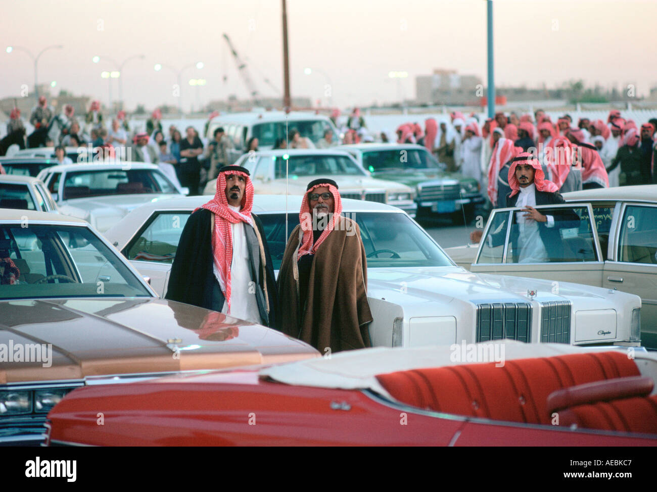 Racegoers and their limousine cars at Riyadh Racecourse Saudi Arabia