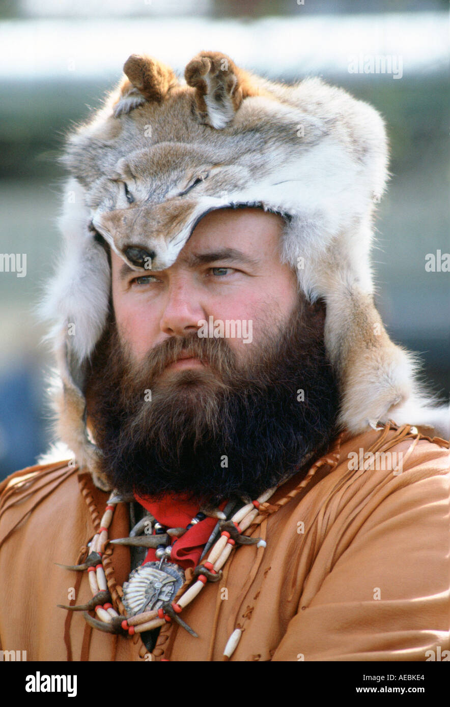 Pioneer wearing a Critters hat Sutters Fort United States of America