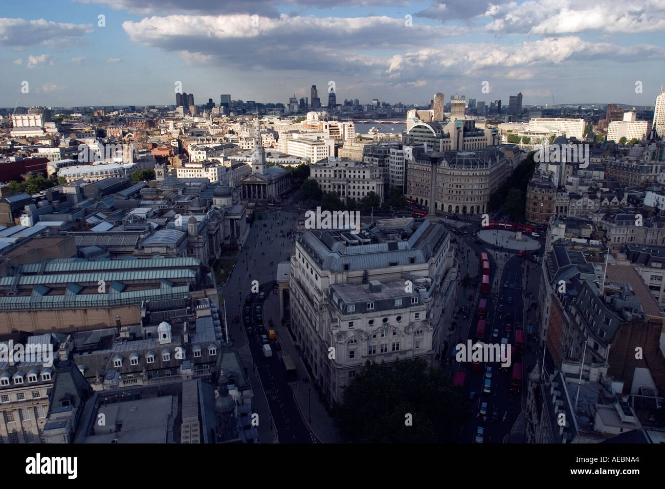 London Rooftops view showing the West End, Trafalgar Square, Canary