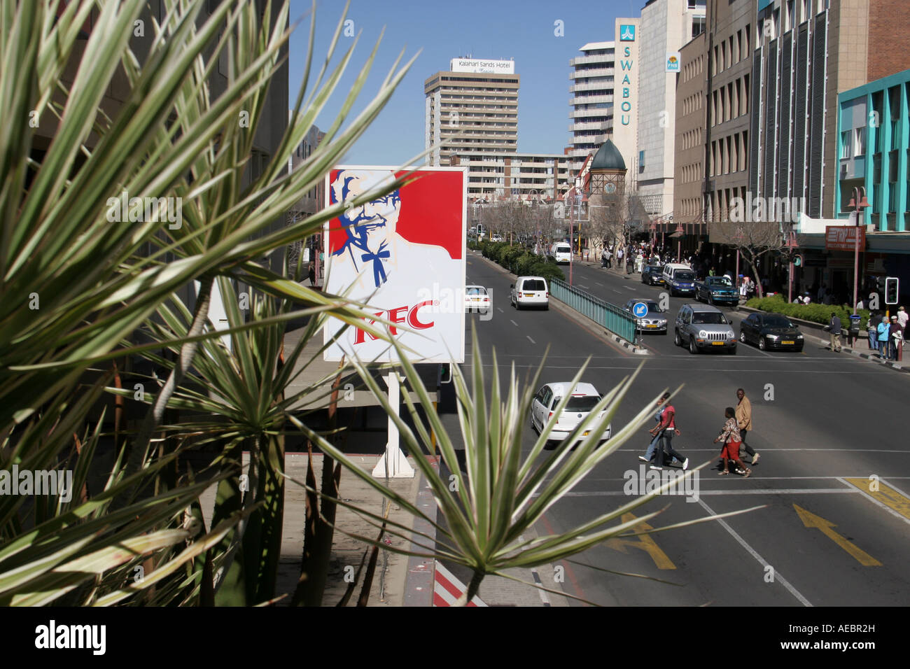KFC branding visible on Independence Avenue, the main street in