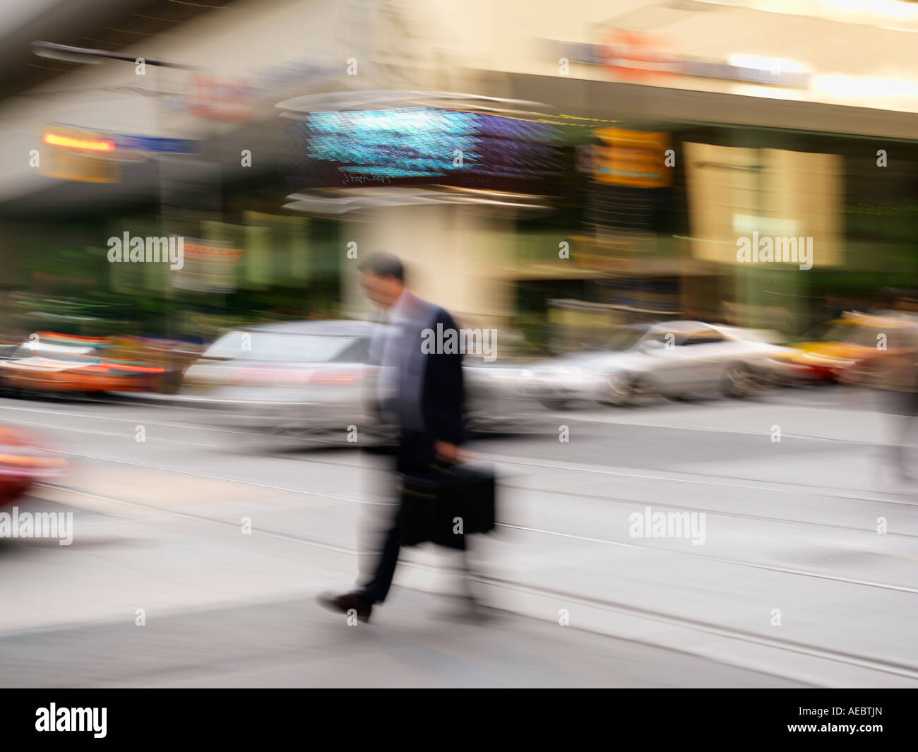 Canada Ontario Toronto pedestrian crossing street in the financial district of the city Stock Photo