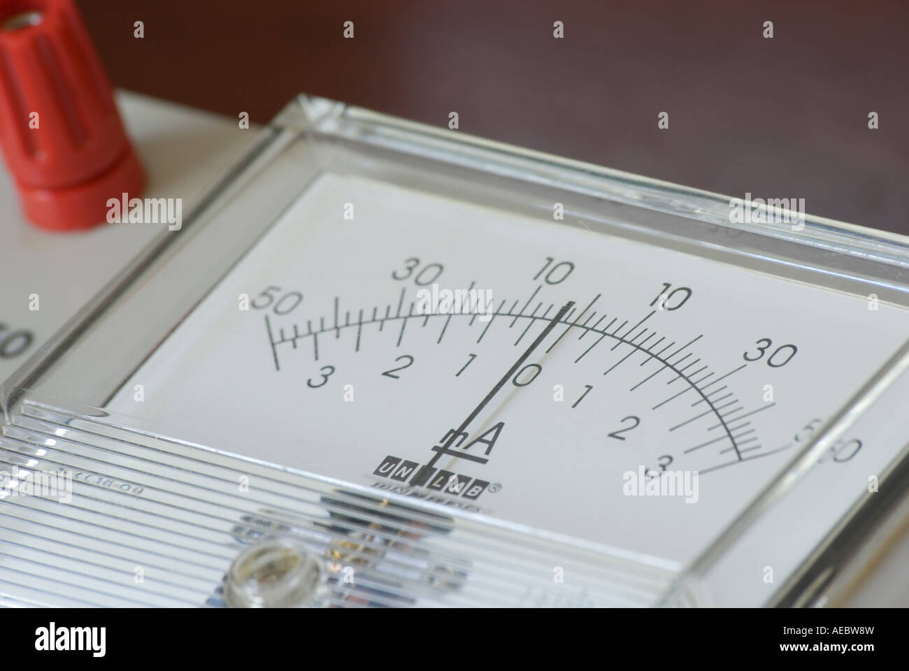 Center zero galvanometer showing parallax error (and possibly a zero