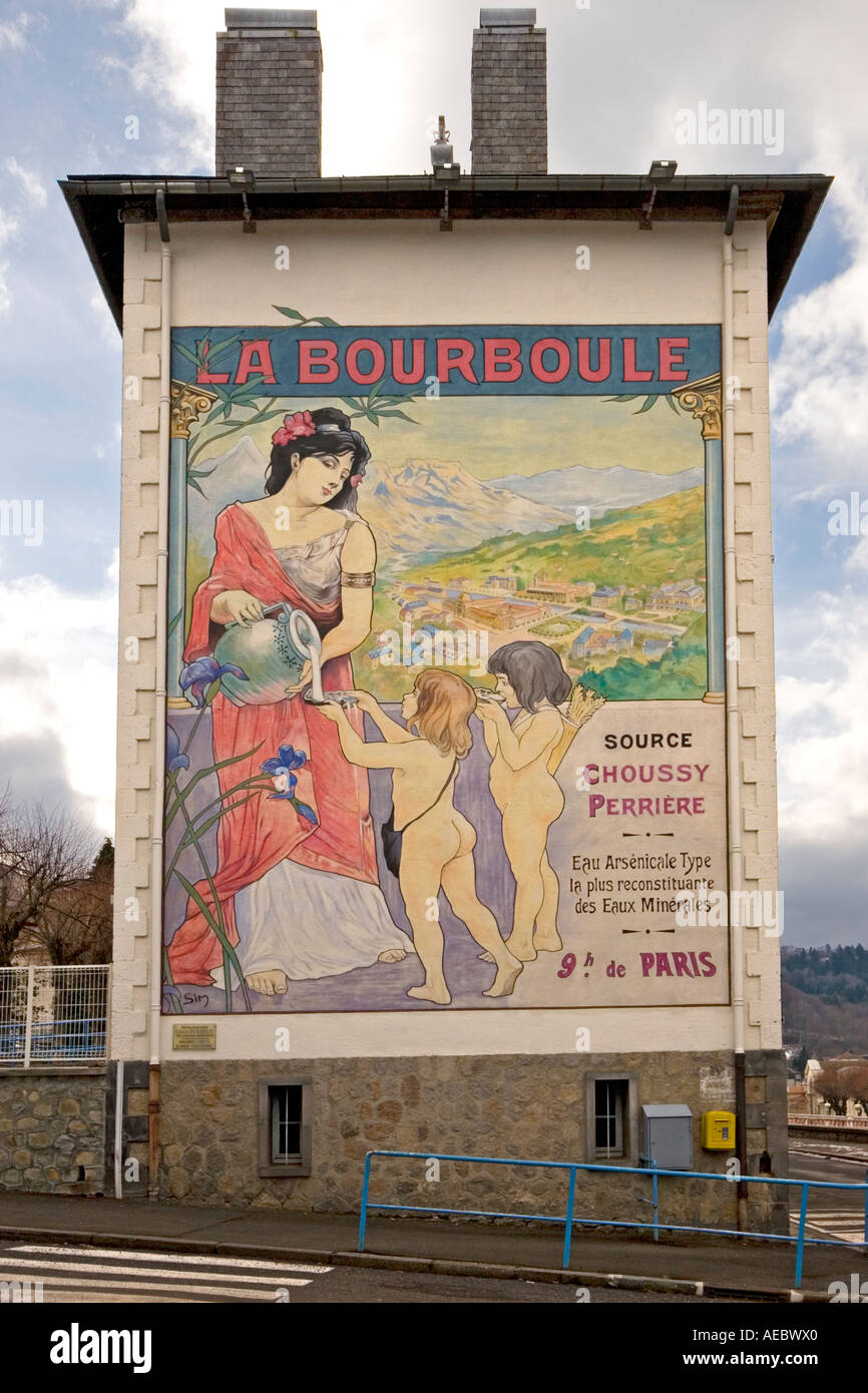 La Bourboule copying of a retro-poster advertisement (France). Reproduction d'une publicité rétro de La Bourboule (France). Stock Photo