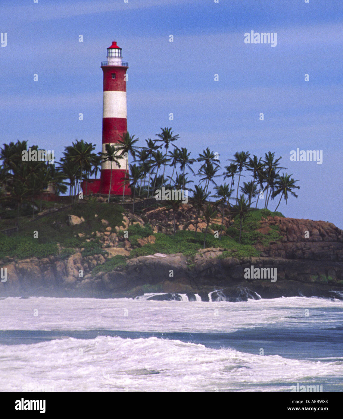 Light house in Kovalam Beach, Kerala, India. vertical Stock Photo Alamy