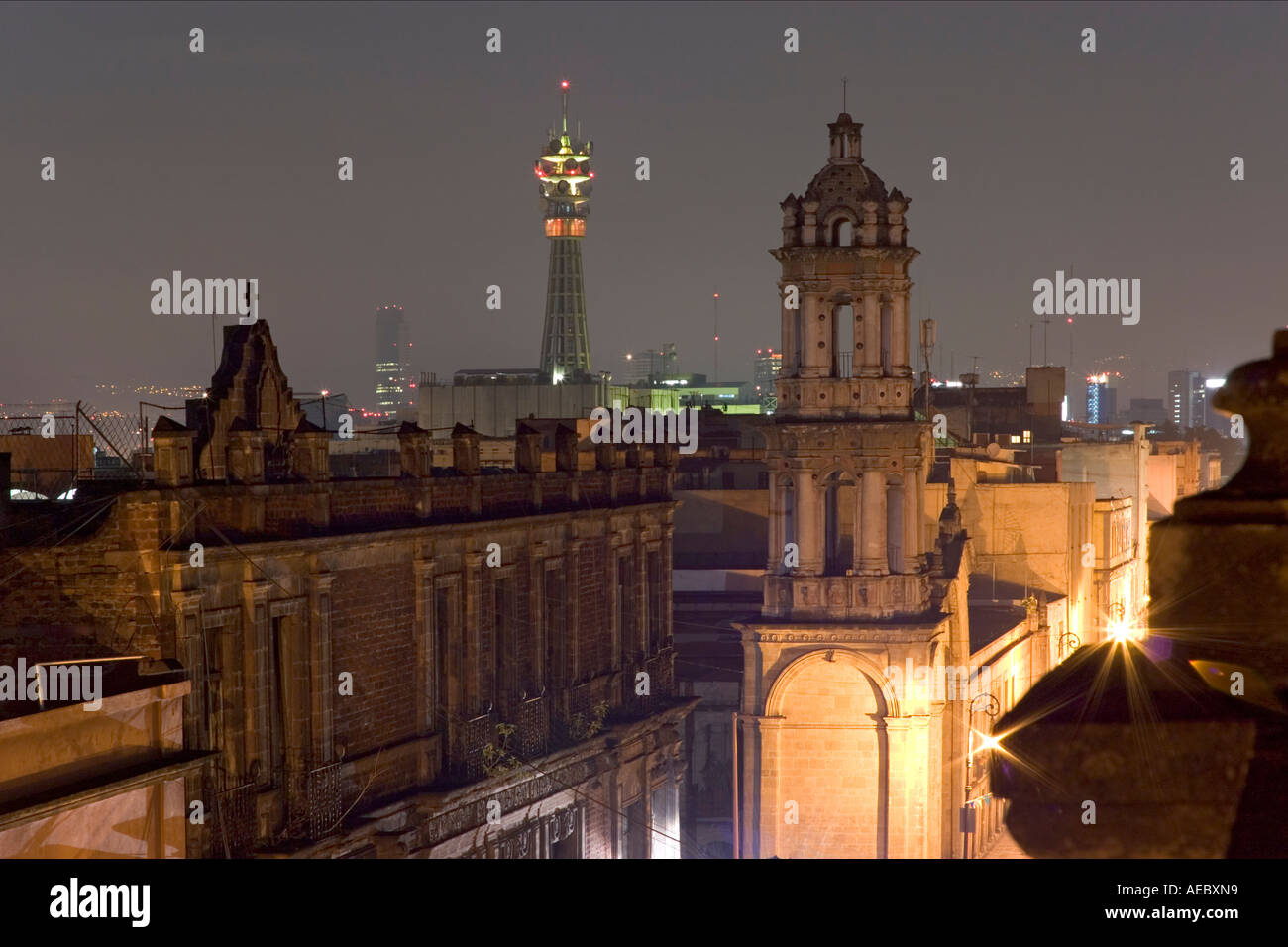 Mexico City by night (Mexico). Mexico de nuit (Mexique). Stock Photo