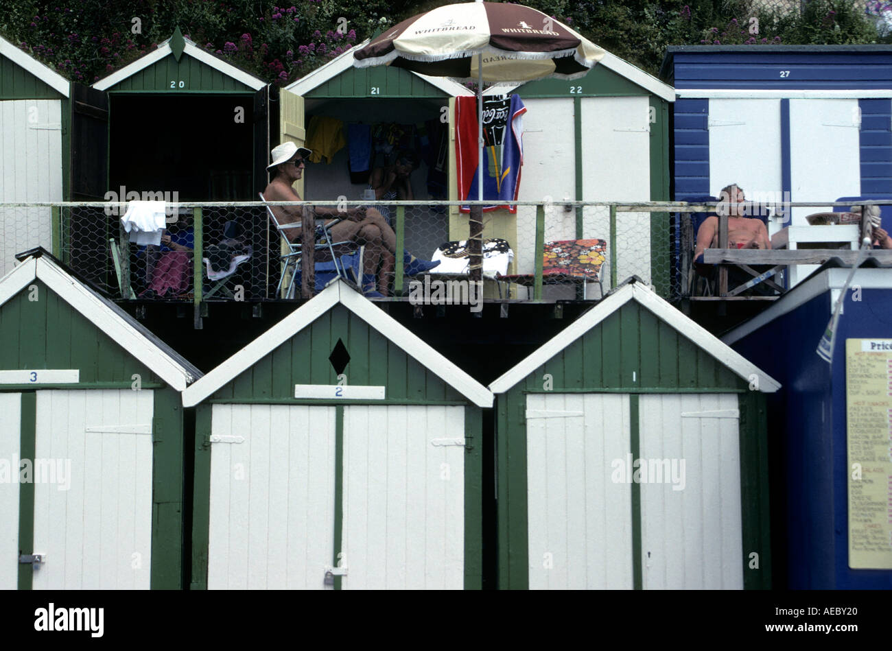 Beach Huts in Beer Devon Stock Photo Alamy