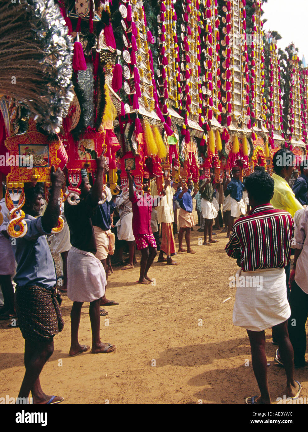 Kavady Patterns A group of Kavady dancers performing in a temple ground, Kerala, India ...