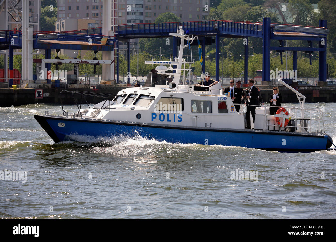 Police boat in Gothenburgs estuary Sweden Europe Stock Photo Alamy