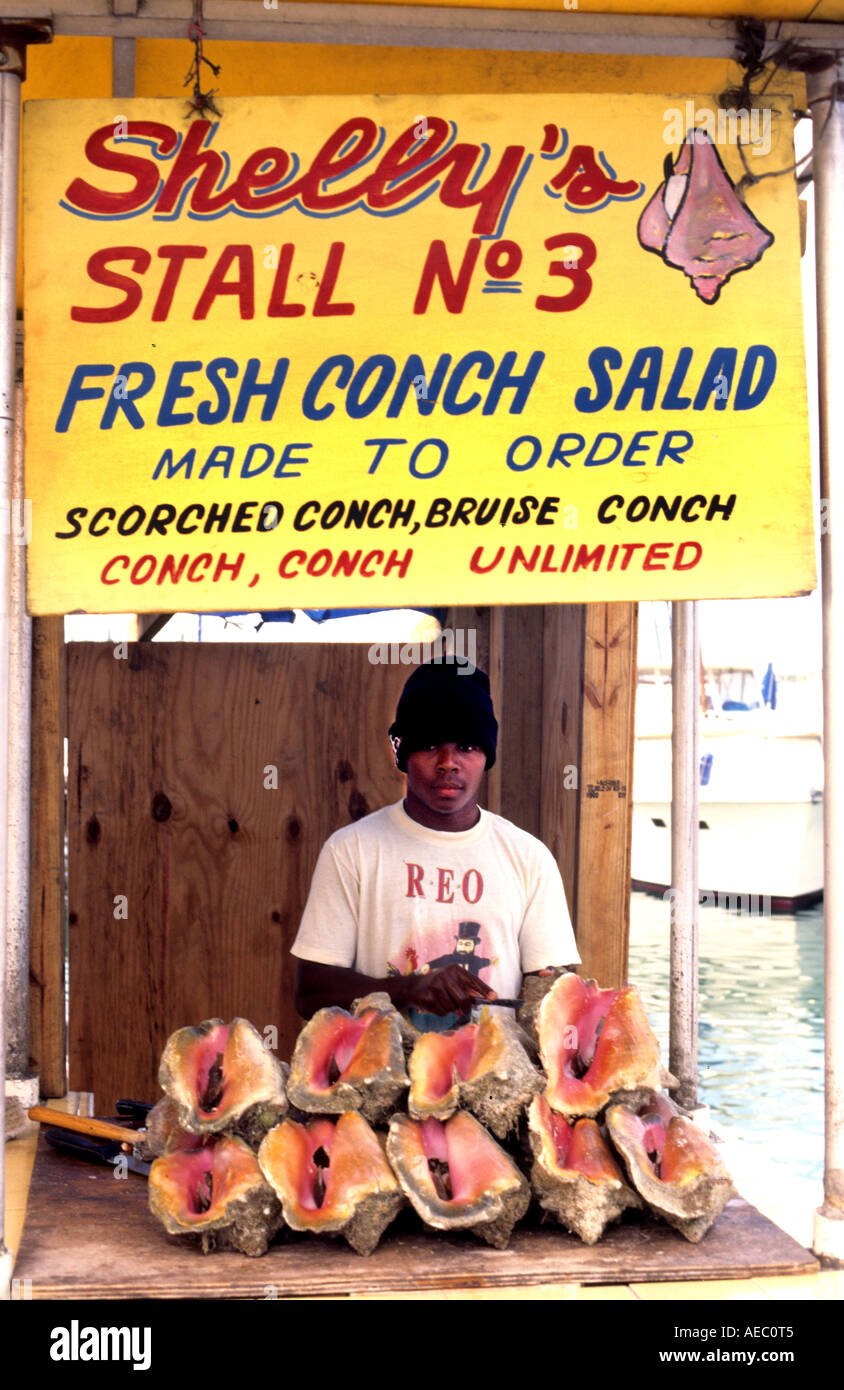 Nassau Bahama bahamas  Restaurant fish Frech Conch Salad Stock Photo