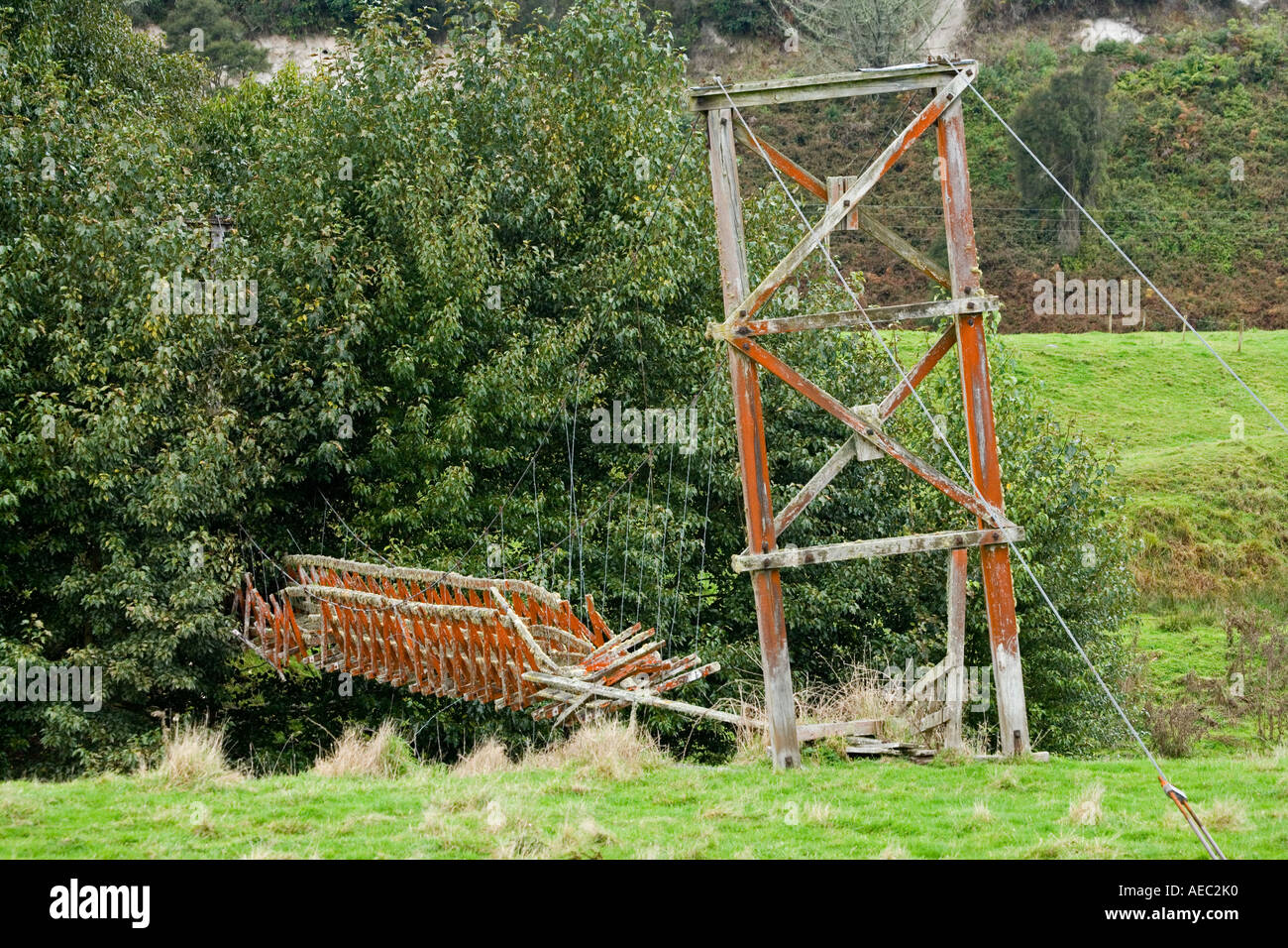 Derelict Bridge near Taumarunui King Country North Island New Zealand Stock Photo