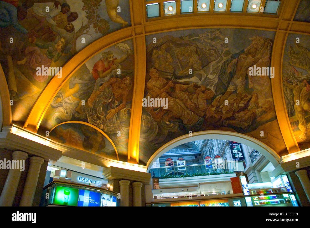 Painted ceiling of Galerias Pacifico Shopping Mall Buenos Aires Argentina . Stock Photo