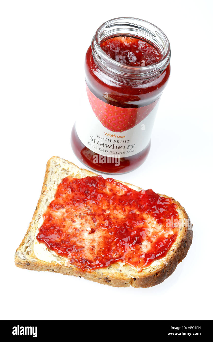 Strawberry Jam on Toast Stock Photo Alamy
