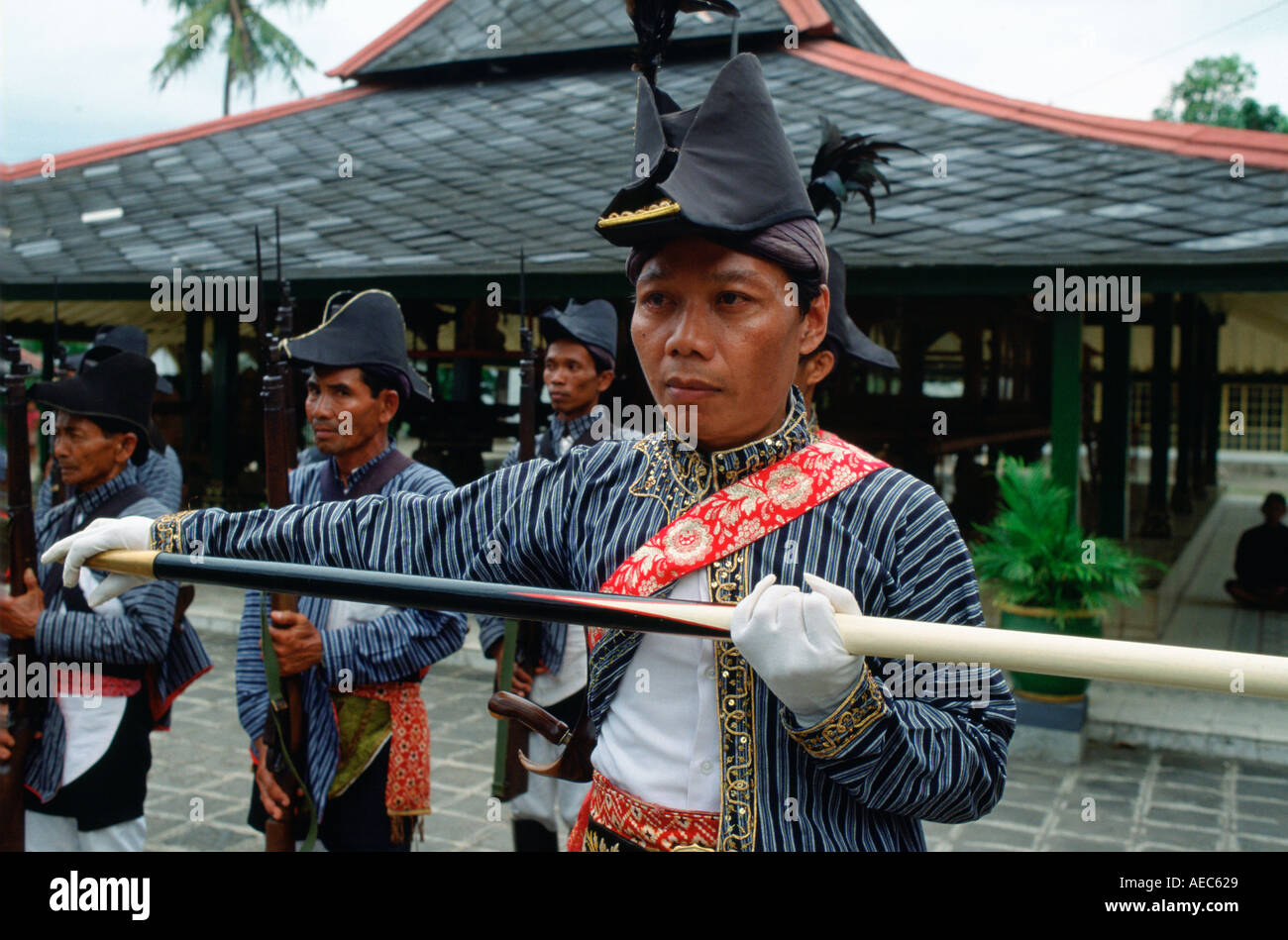 Ceremonial guards at Sultans Palace at Yogyakarta Indonesia Stock Photo Ceremonial guards at Sultans Palace at Yogyakarta Indonesia Stock Photo