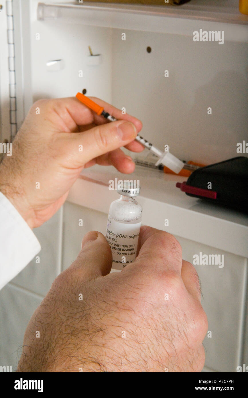 Diabetic patient takes insulin from bathroom Stock Photo Alamy