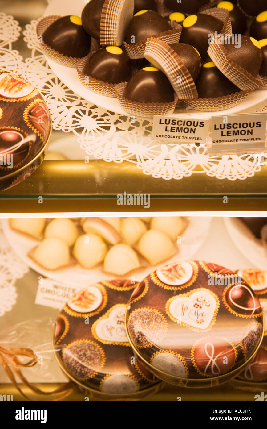 chocolate truffles in a bakery Solvang Santa Ynez Valley California Stock Photo