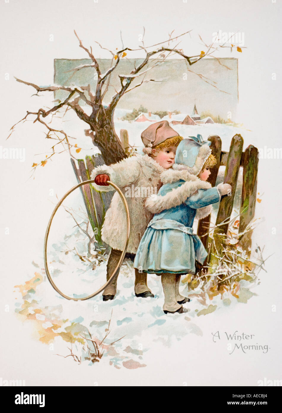 A Winter Morning, from Golden Playhours illustrated by Harriet Bennett circa 1863 Stock Photo