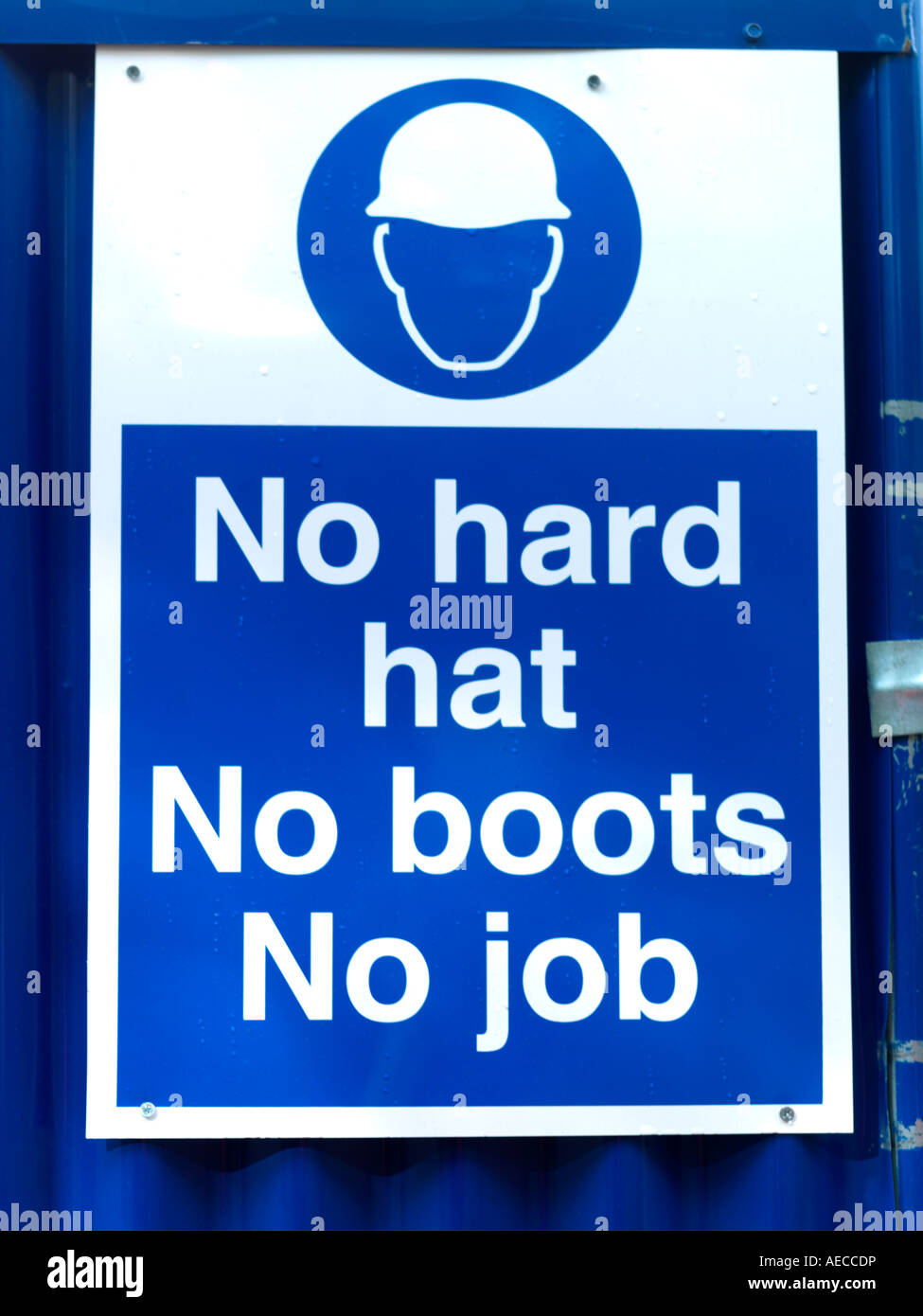 Construction Safety Notice No Hard Hat No Boots No Job Stock Photo