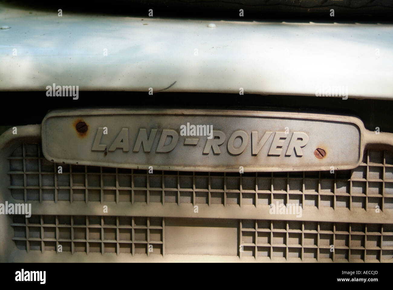 Land Rover grill badge logo Stock Photo Alamy