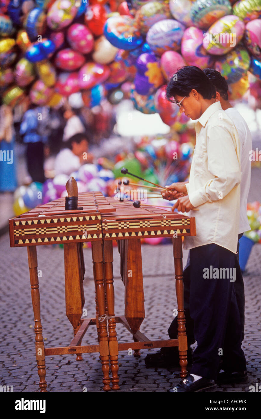 street musicians zocalo Oaxaca Mexico Stock Photo