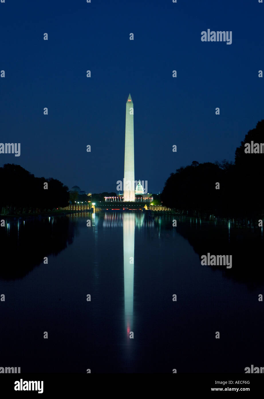 Washington Monument and US Capitol building at nighttime with