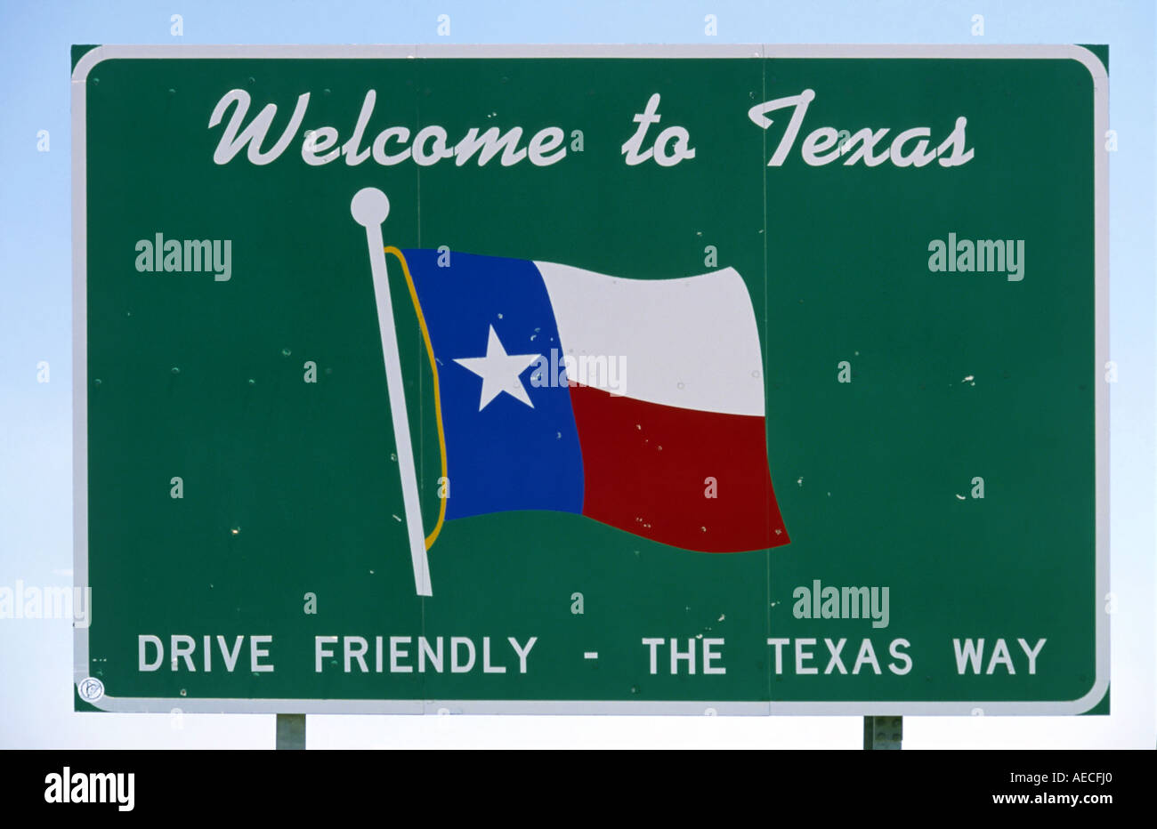 Welcome Sign on border, Texas, USA Stock Photo