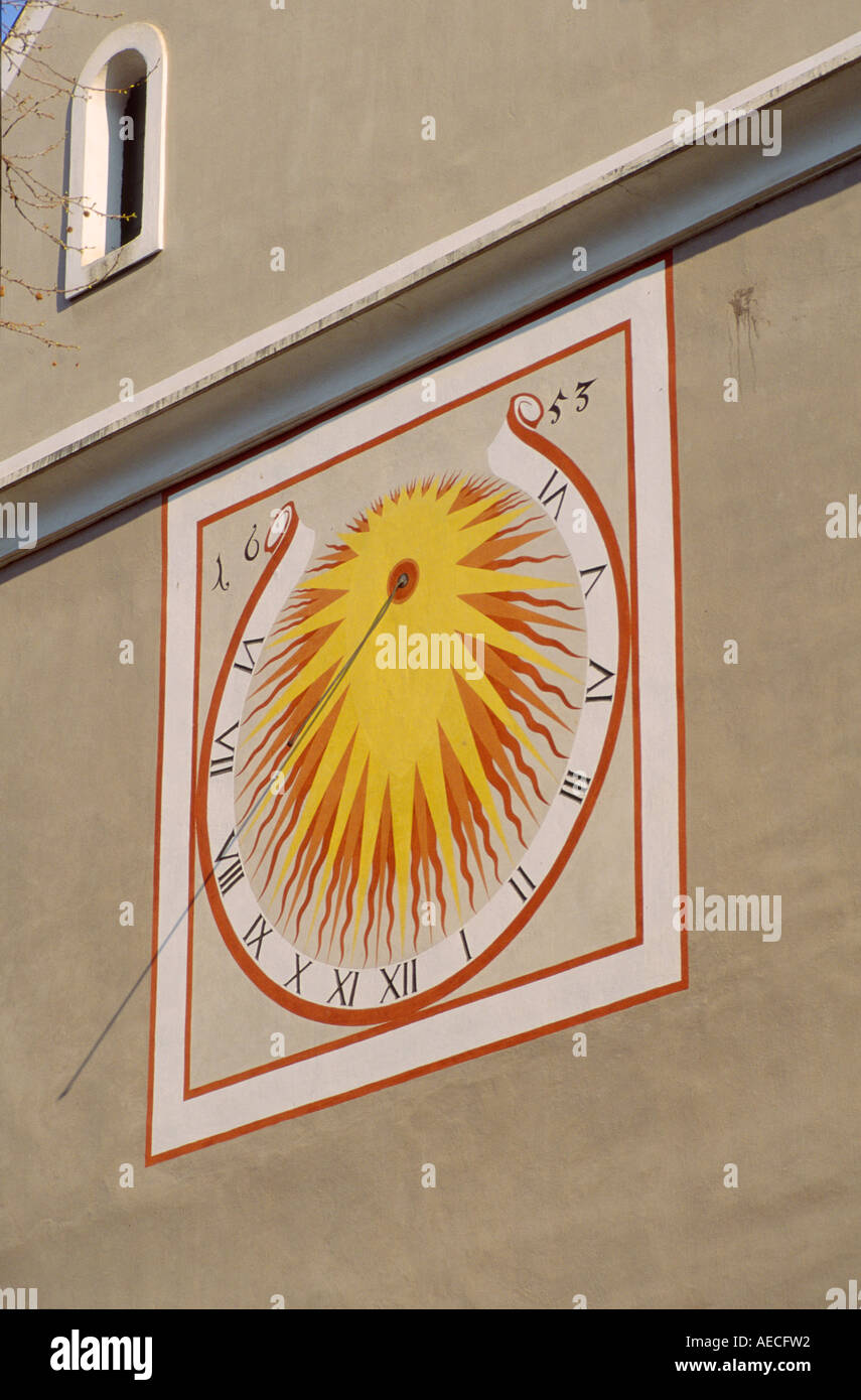 Sun dial at Cathedral (Katedrala) in Varazdin, Zagorje region, Croatia Stock Photo