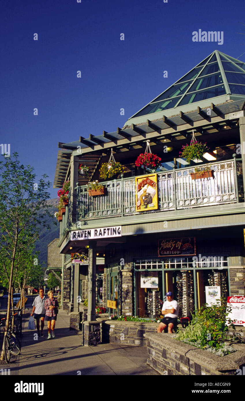 Shops at Patricia St at Jasper, Alberta, Canada Stock Photo