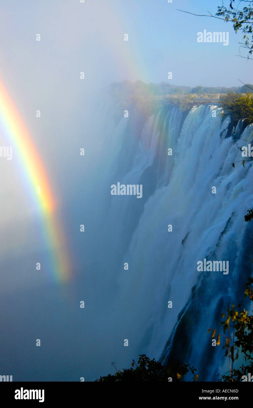 Vertical shot of eastern cataract of Victoria Falls World heritage site Stock Photo