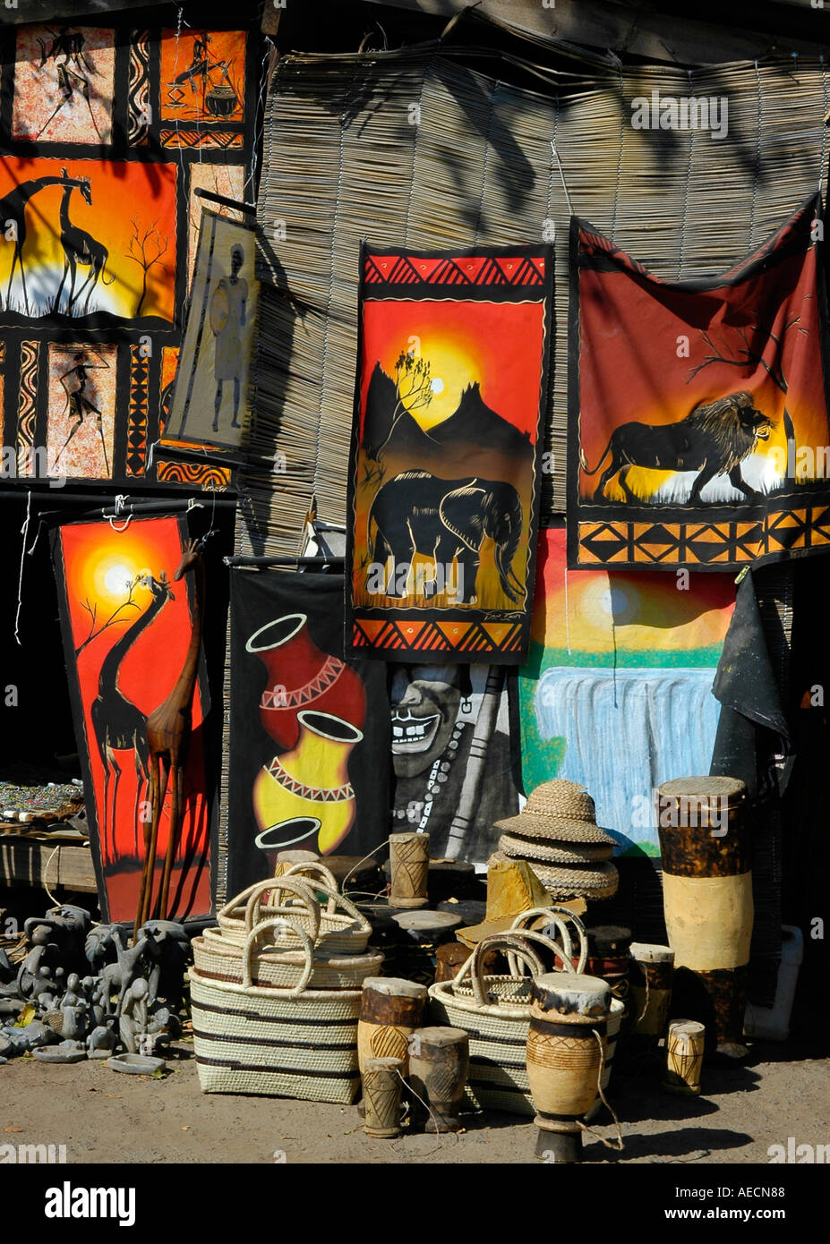 Curios near Victoria Falls Livingstone Zambia Stock Photo