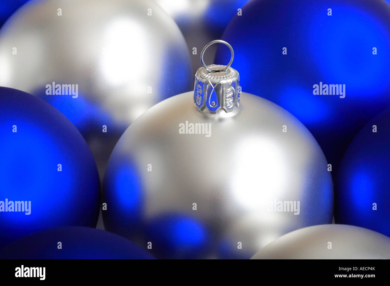 blue and silver Christmas tree balls Stock Photo Alamy