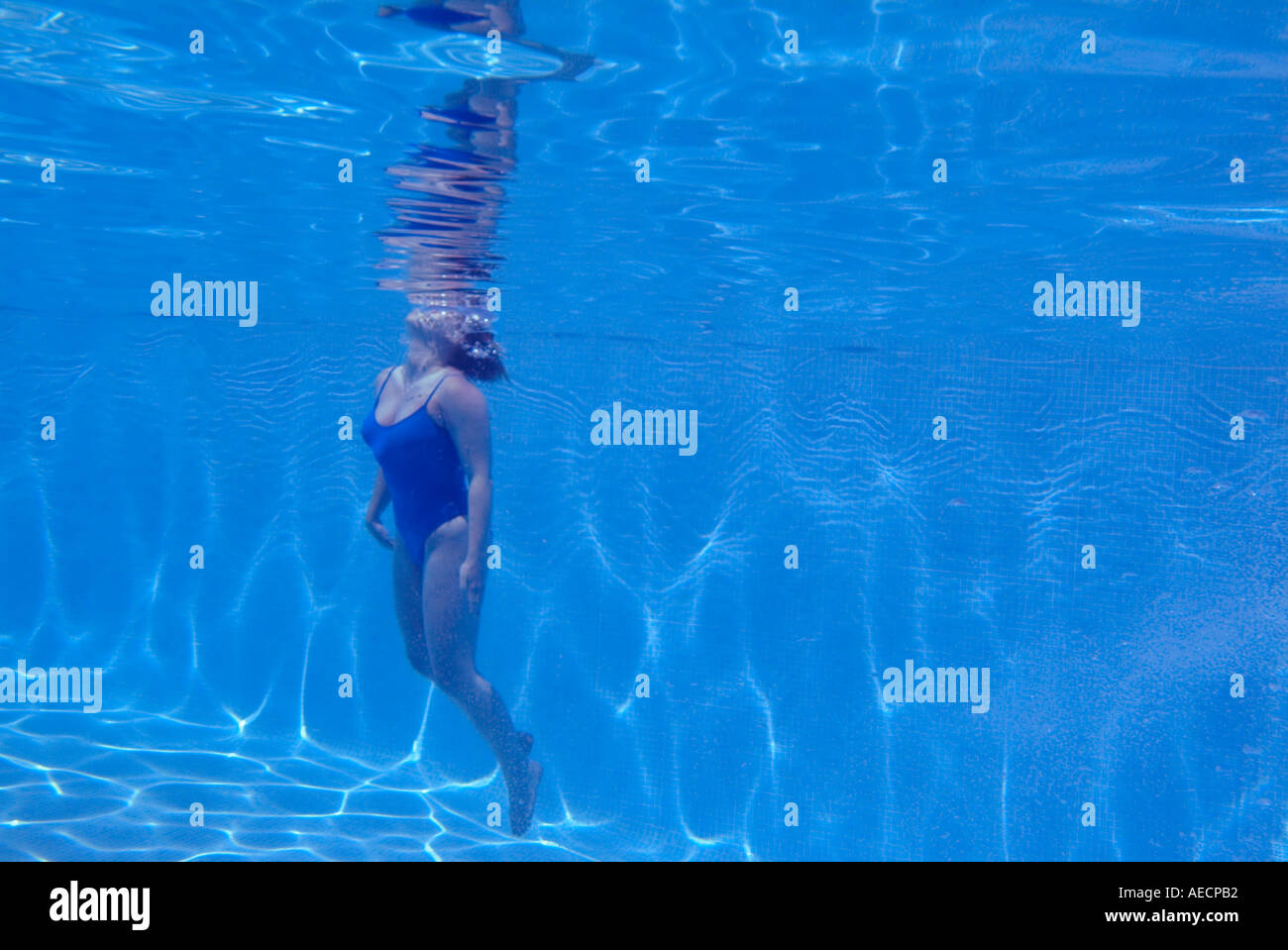 woman swimming in outdoor swimming pool from underwater Stock Photo - Alamy