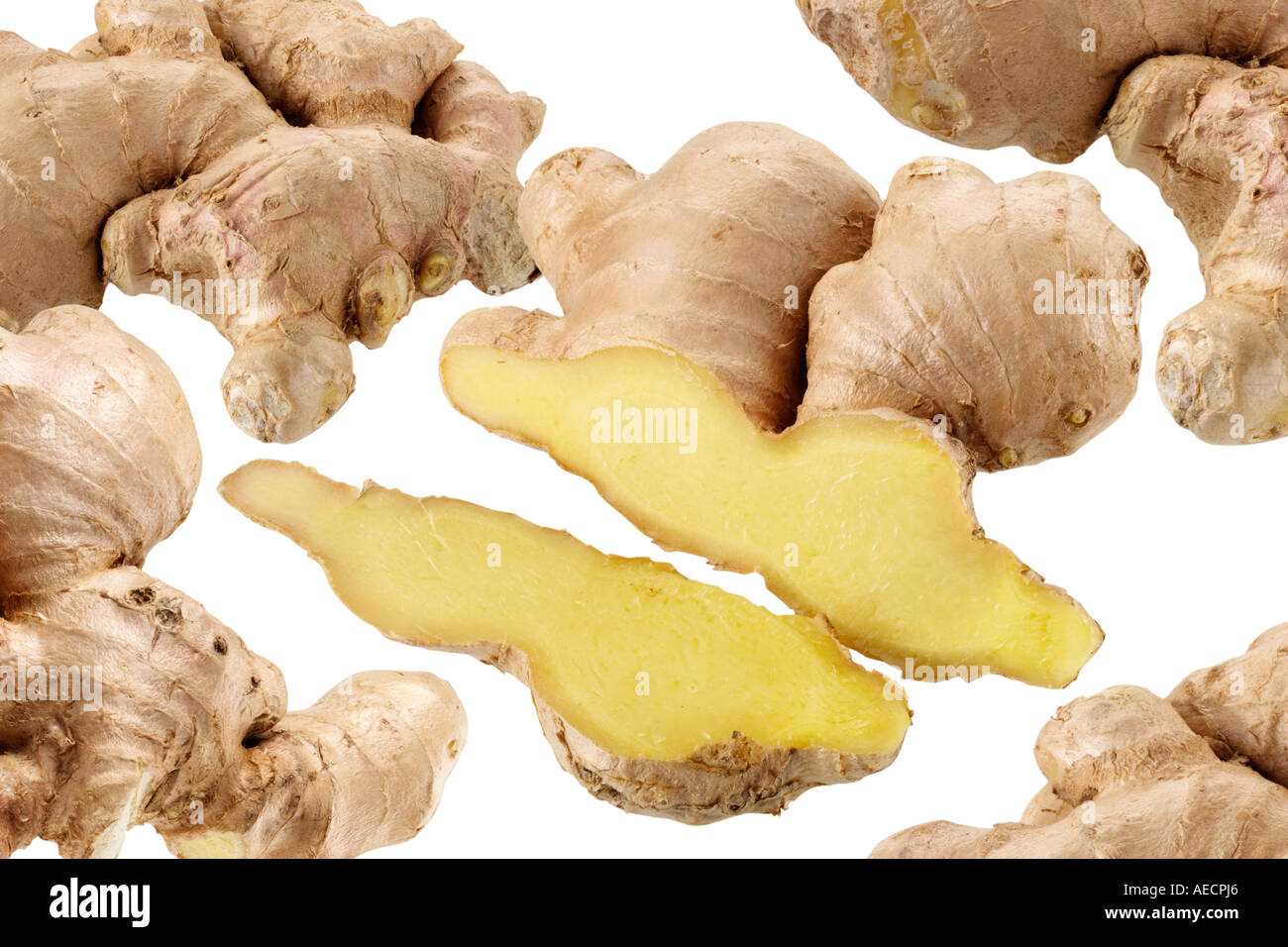 GINGER ROOTS CUT OUT Stock Photo