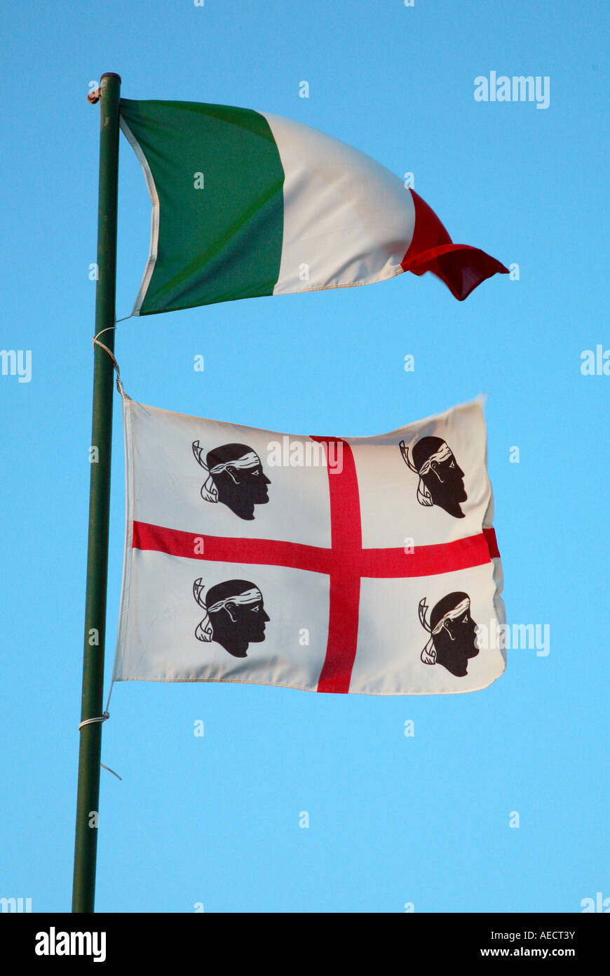 Italian and Sardinian flag Stock Photo