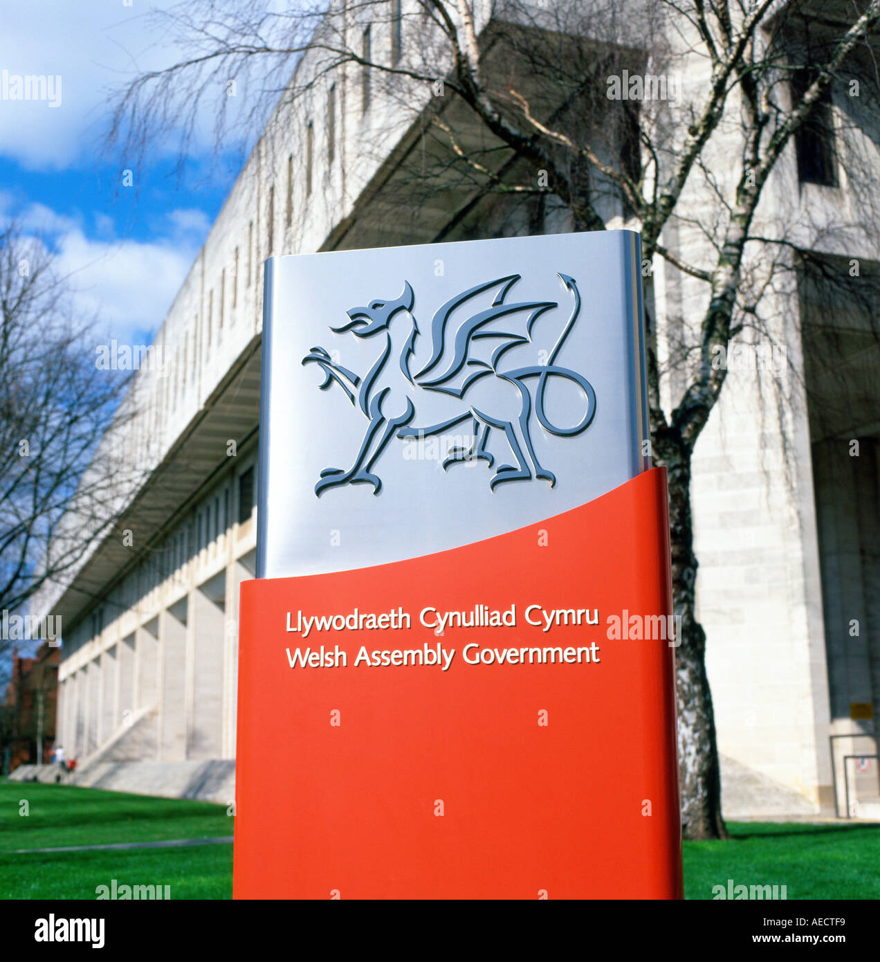 Wales Assembly Government sign at Cardiff University Wales UK Stock Photo