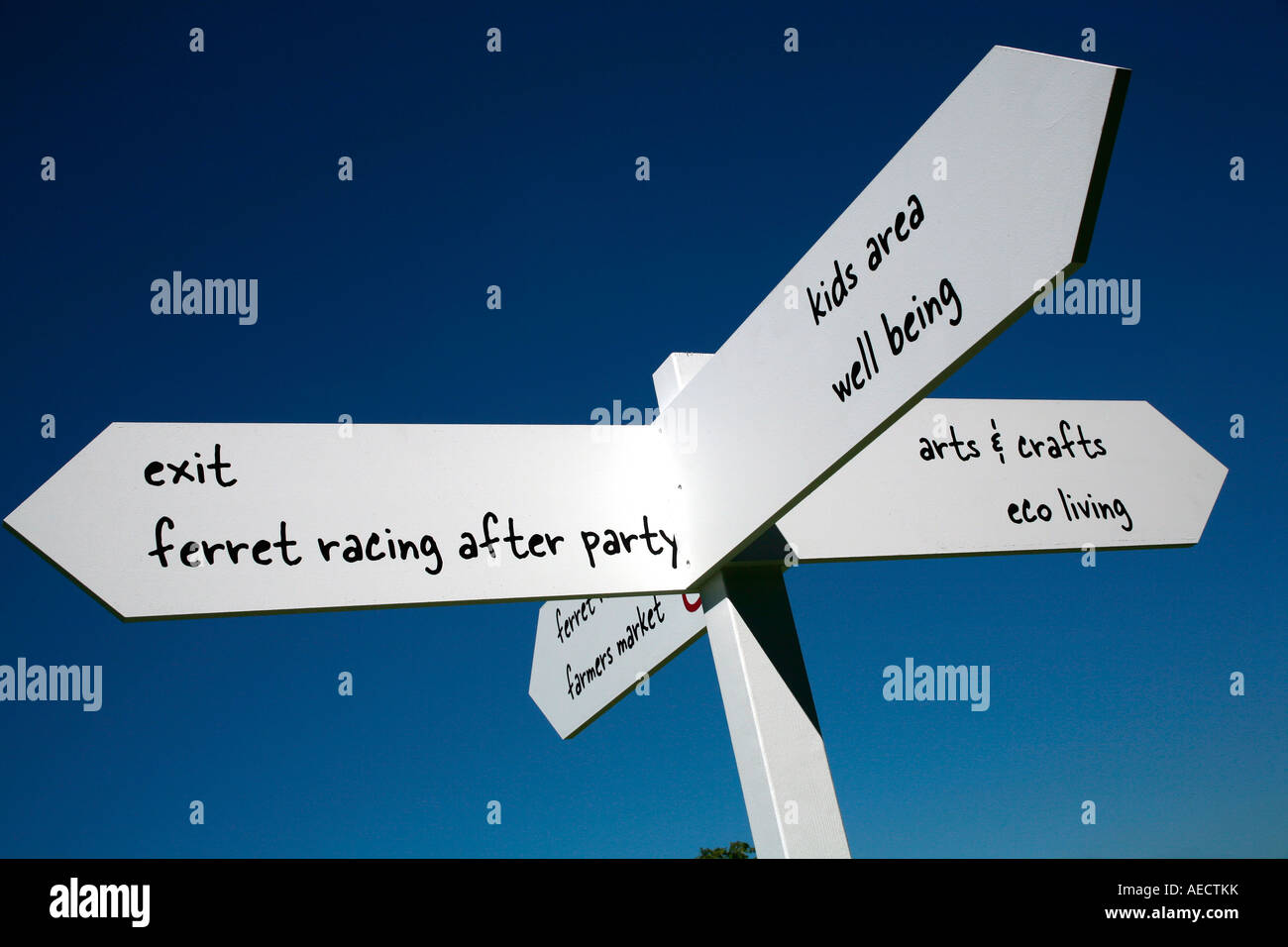 Signpost at Innocent Village Fete Stock Photo