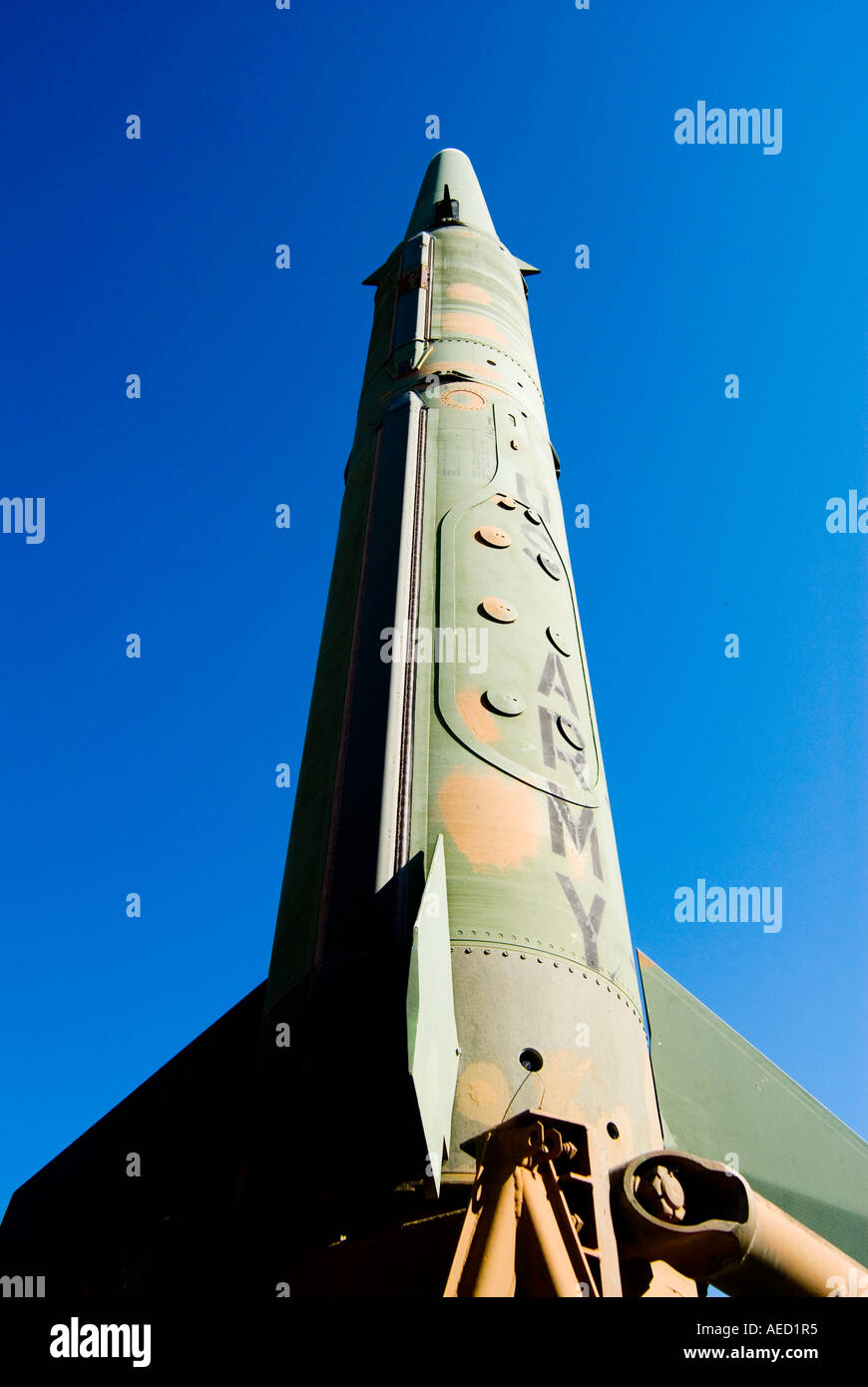 Pershing II Missile on launcher at White Sands Missile Museum in New Mexico Stock Photo