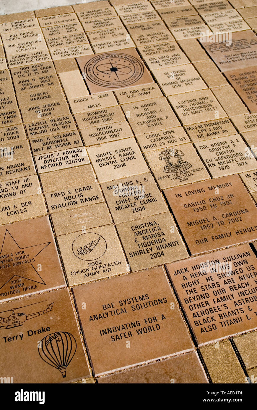 Memorial Bricks at White Sands Missile Museum in New Mexico Stock Photo