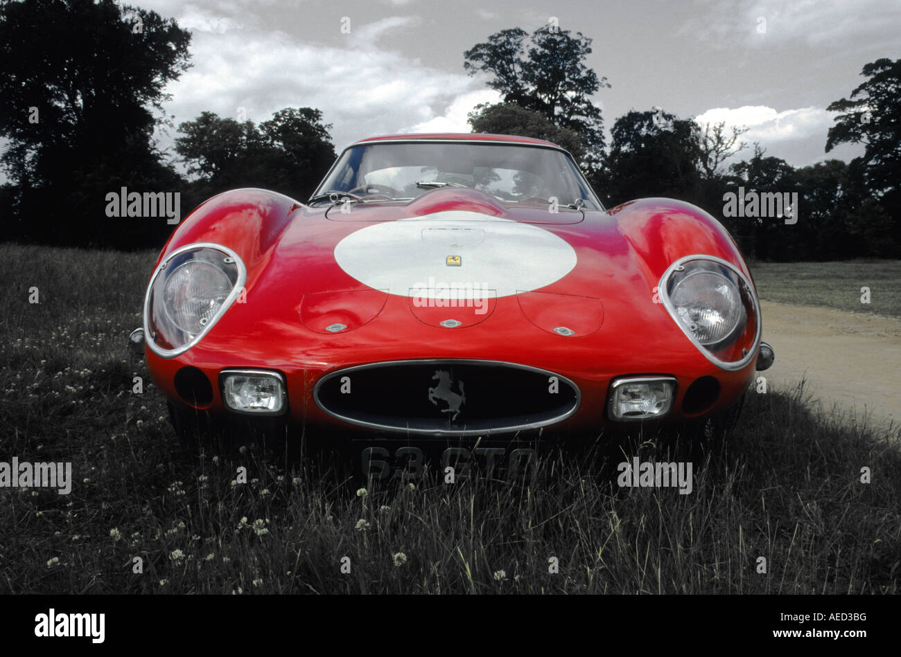 Ferrari 250GTO Berlinetta. Introduced 1962. front shot view angle aspect perspective headon head on low wide dramatic Stock Photo