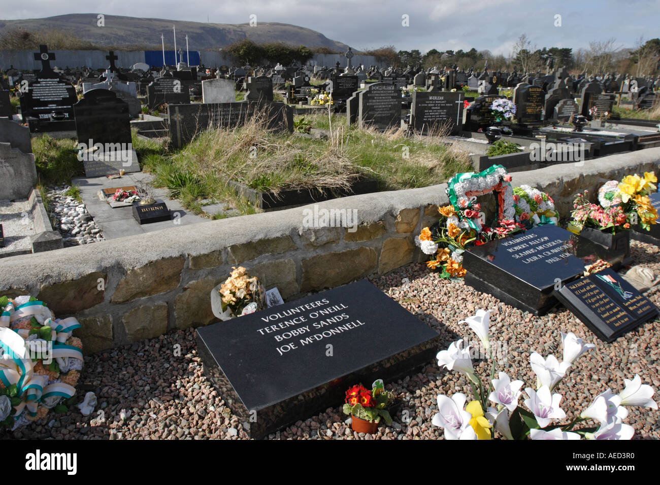 Bobby Sands grave, Republican Plot, Milltown Cemetery, Belfast. Northern Ireland Stock Photo
