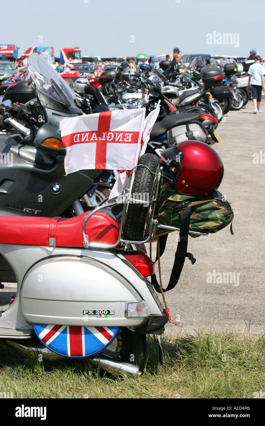Scooter flying the St George Cross Stock Photo - Alamy