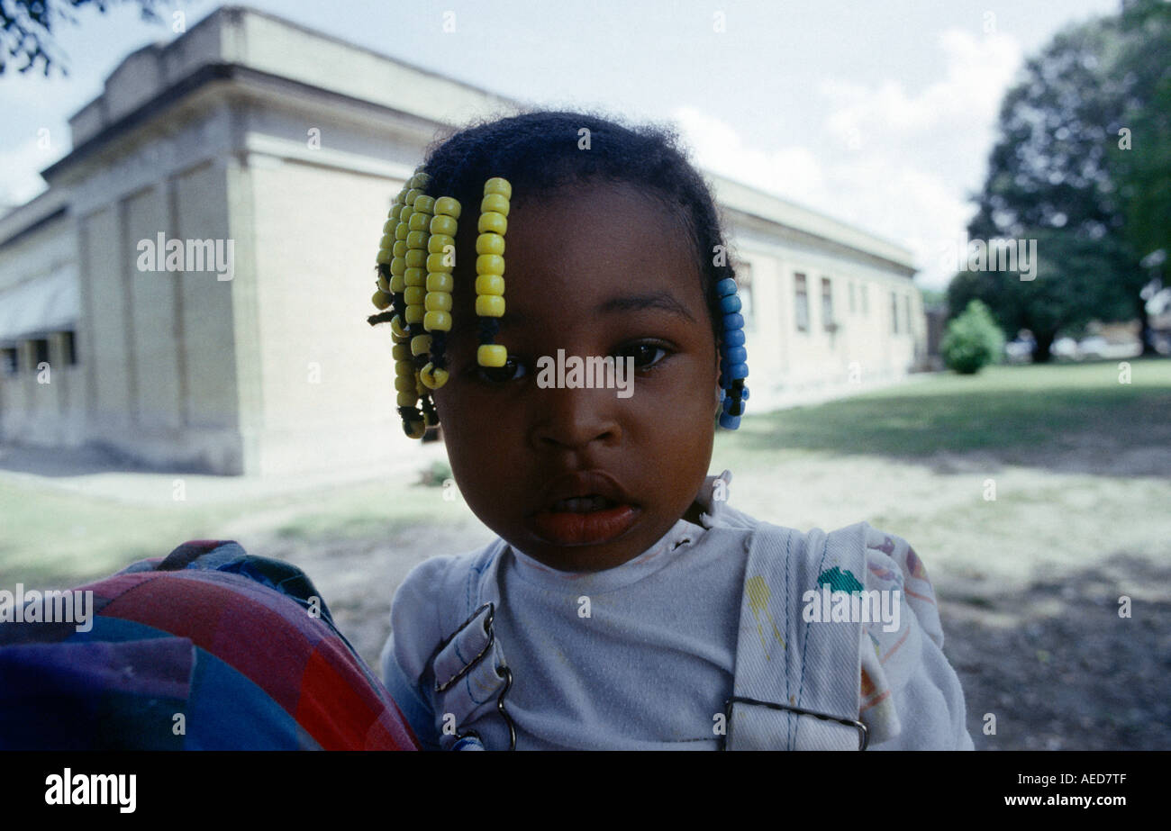 Mississippi Usa Young Black Girl With Braided Hair Decorated With