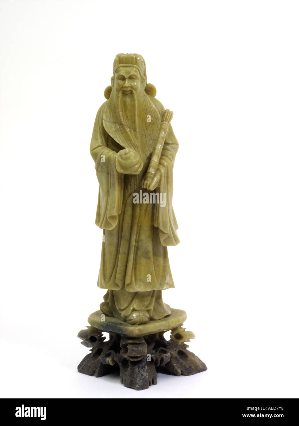 Jade Sculpture of Wen Ch’ang God of Literature Jade is a Symbol of Calm Serenity Wisdom Balance and Healing Stock Photo